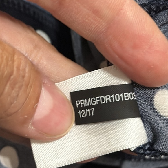 (H1)The Limited Navy Blue Polka Dot Zip Up Off Shoulder Wide Leg Jumpsuit,Size S - Picture 16 of 16